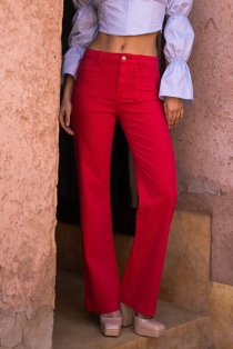 Pantalon wide leg rouge pantalon large rouge &agrave; la teinte vibrante