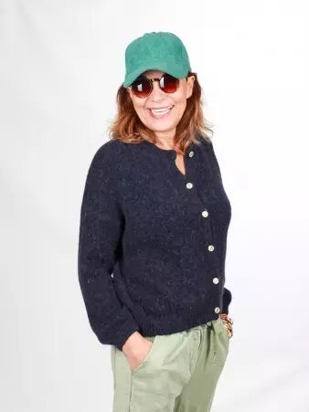 Gilet grande taille alpaga maille enveloppante en alpaga pens�e pour le confort