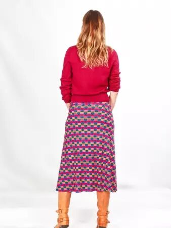 Jupe Zazou Purple pavot pi�ce mode graphique au ton intense