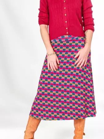Jupe Zazou Purple pavot pi�ce mode graphique au ton intense