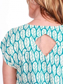 Top Edwin Blue hoja top boh&egrave;me bleu imprim&eacute; hoja