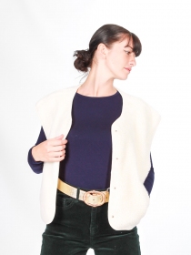 Gilet sherpa sans manche ecru