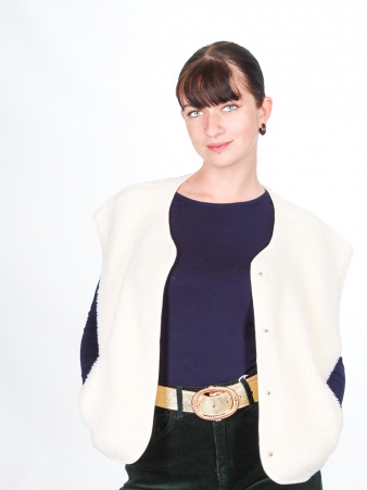 Gilet sherpa sans manche ecru