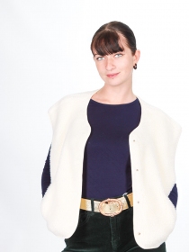 Gilet sherpa sans manche ecru