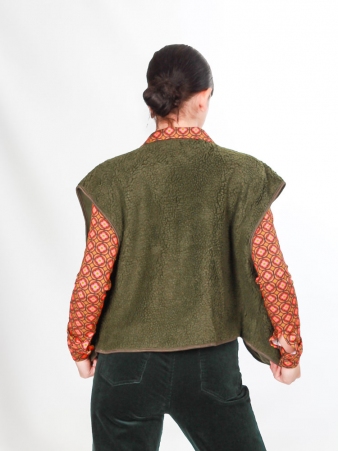 Gilet sherpa sans manche kaki