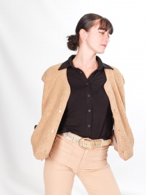 Gilet sherpa sans manche beige