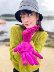 Gant suédine + mitaines lila