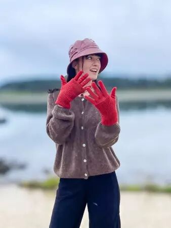 Gant su�dine + mitaines rouge fonc� gants su�dine au toucher velout� et � l'esprit urbain