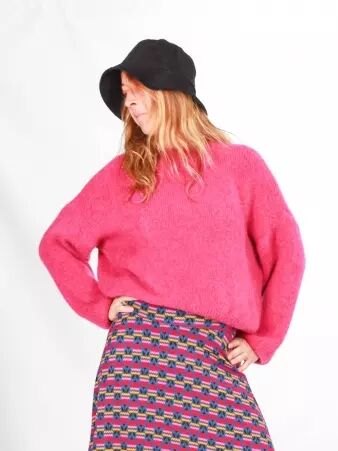 Pull alpaga col rond fuchsia pull alpaga fuchsia � la couleur vive