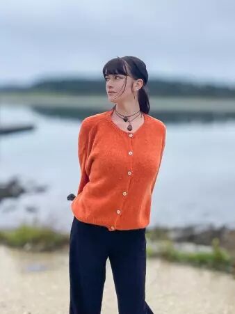 Gilet alpaga 6 boutons terracotta v�tement chaud � l'allure tendance