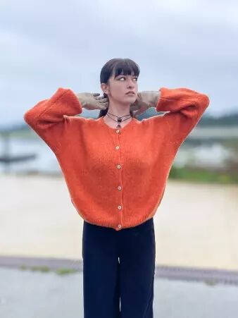 Gilet alpaga 6 boutons terracotta v�tement chaud � l'allure tendance