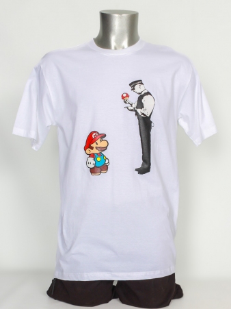 T-shirt Mario Policeman Blanc t-shirt mario policier blanc illustration