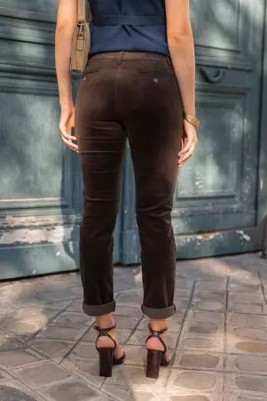 Pantalon chino velours Choco pantalon velours chocolat � l'allure chaleureuse