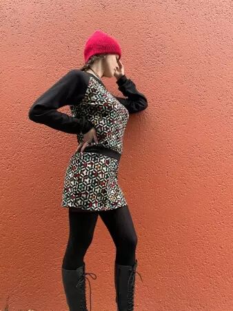 Robe Sweater Kaleidoscope bleu robe pull graphique bleue