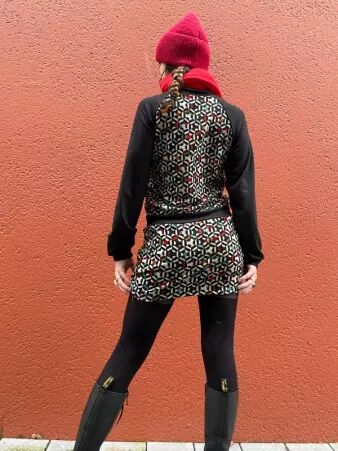 Robe Sweater Kaleidoscope bleu robe pull graphique bleue