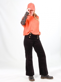 Pull alpaga col rond manches courtes terracotta