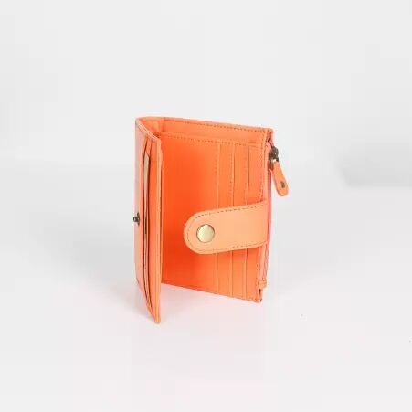 Porte carte monnaie cuir recycl� orange accessoire durable estival