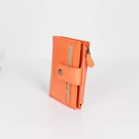 Porte carte monnaie cuir recycl� orange accessoire durable estival