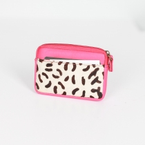 Porte monnaie cuir recyclé Fuchsia