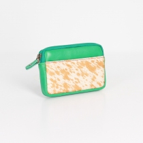 Porte monnaie cuir recyclé Vert