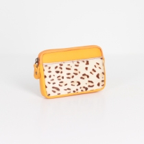 Porte monnaie cuir recyclé Moutarde