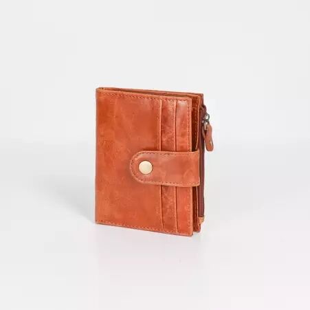 Porte carte monnaie cuir recycl� marron accessoire durable au ton chaud