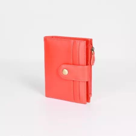 Porte carte monnaie cuir recycl� orange accessoire durable estival
