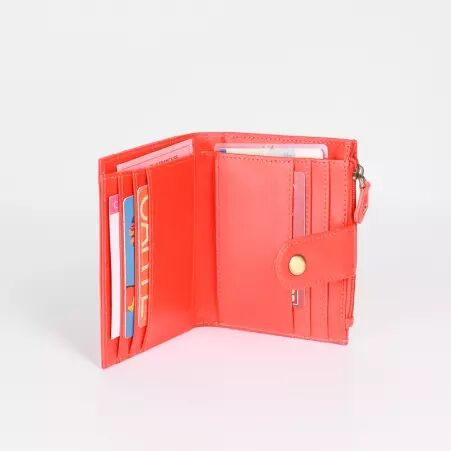 Porte carte monnaie cuir recycl� orange accessoire durable estival