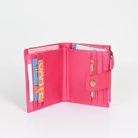 Porte carte monnaie cuir recycl� rose accessoire responsable f�minin