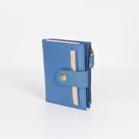 Porte carte monnaie cuir recycl� bleu fonc� accessoire responsable et pratique