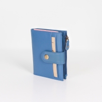 Porte carte/monnaie cuir recyclé Bleu fonce