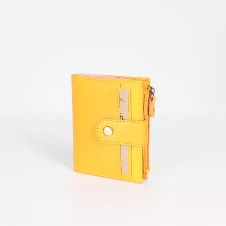 Porte carte monnaie cuir recycl� moutarde accessoire color� et responsable
