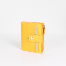 Porte carte/monnaie cuir recyclé Moutarde
