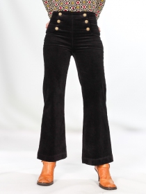 Pantalon à pont Victorine Velours noir