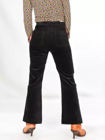 Pantalon � pont Victorine Velours noir pantalon femme � l'allure sophistiqu�e