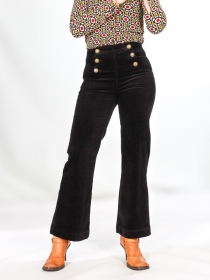 Pantalon à pont Victorine Velours noir