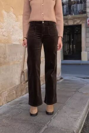 Pantalon wide leg velours chocolat pantalon large velours chocolat au tomb� fluide