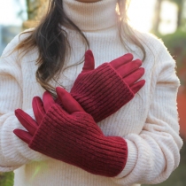 Gant suédine + mitaines rouge foncé