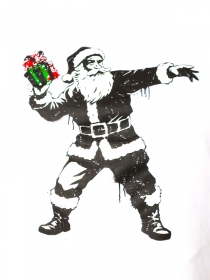 Tee shirt Santa banksy blanc