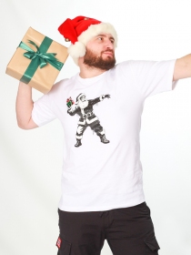 Tee shirt Santa banksy blanc