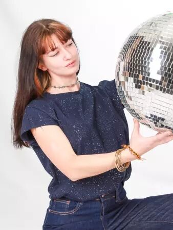 T shirt glitter navy t-shirt scintillant navy moderne