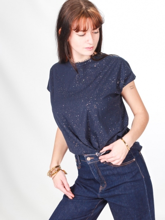 T shirt glitter navy t-shirt scintillant navy moderne