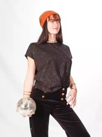 T shirt glitter noir t-shirt scintillant noir contemporain
