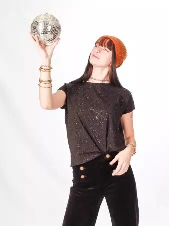 T shirt glitter noir t-shirt scintillant noir contemporain