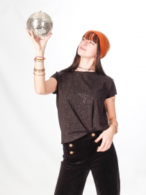 T shirt glitter noir