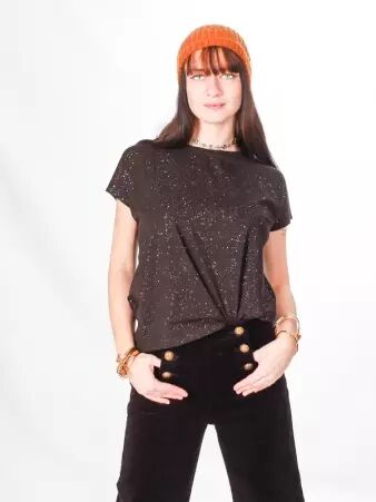 T shirt glitter noir t-shirt scintillant noir contemporain