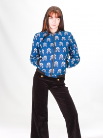 Teddy doubl&eacute; Blue barok teddy bleu motif ornemental