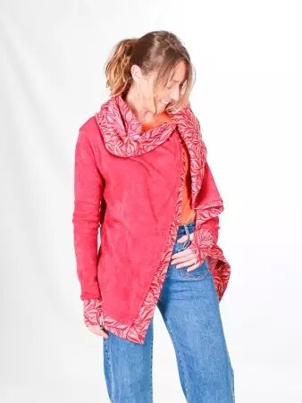 Gilet madurai coton bio rose v�tement chaud � la coupe fluide et au style contemporain