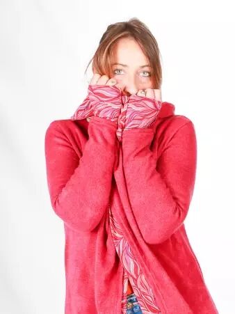 Gilet madurai coton bio rose v�tement chaud � la coupe fluide et au style contemporain