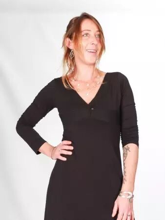 Robe Louie longueur midi Noir robe f�minine �l�gante
